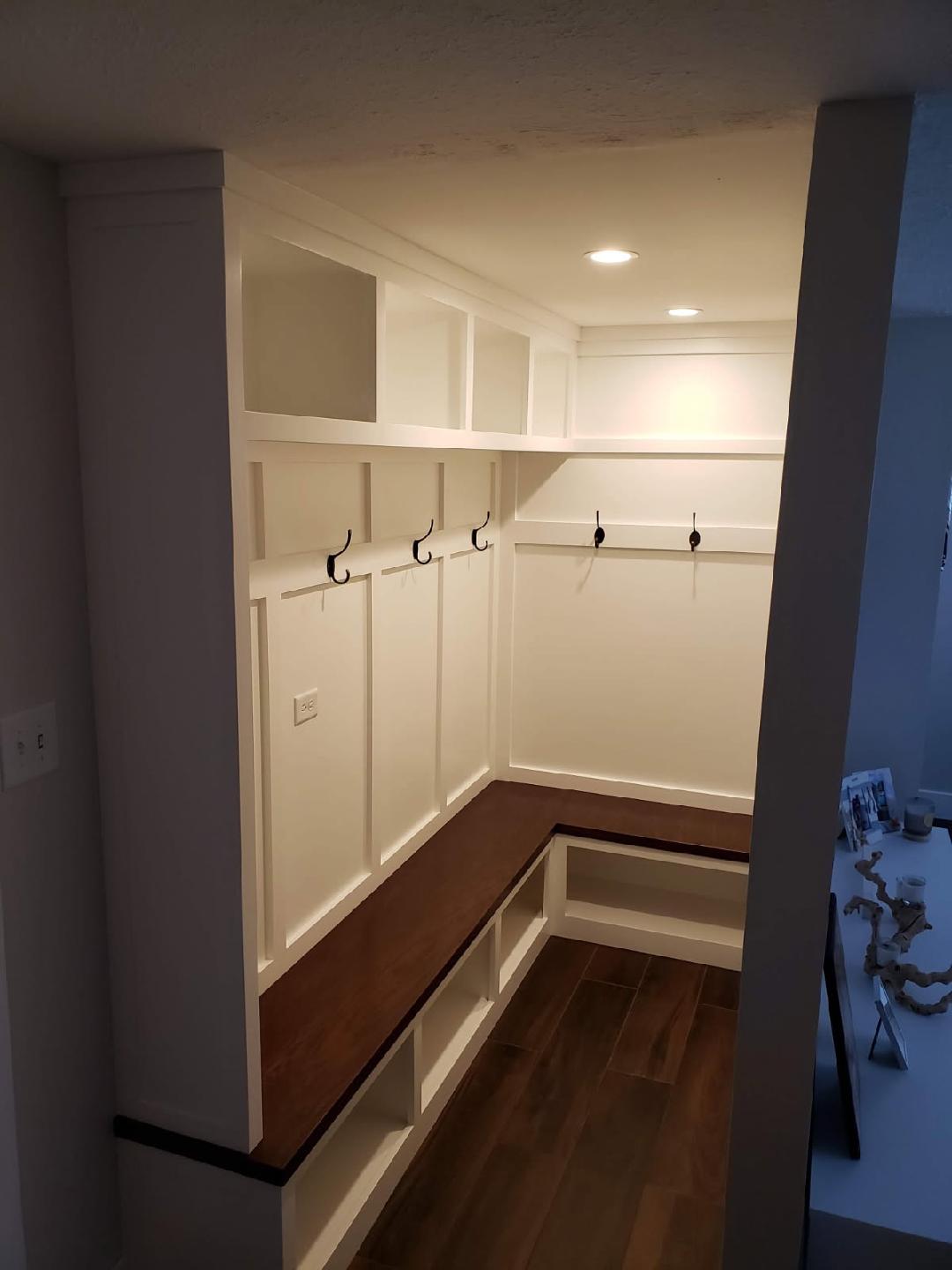 Custom built-in entryway bench and millwork